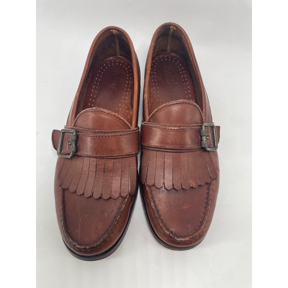 Vintage G.H. Bass Shoes Mens Size 9.5 M Kiltie Loafers Leather 90s Fringe Buckle